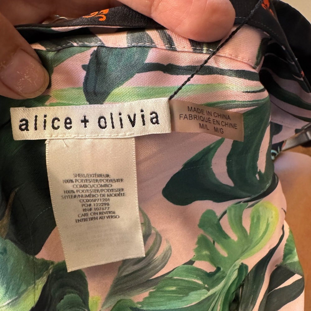 Alice & Olivia Lynn Reversible Short Palm Print Hawaii Kimono Robe Patchwork M/L - Picture 10 of 12